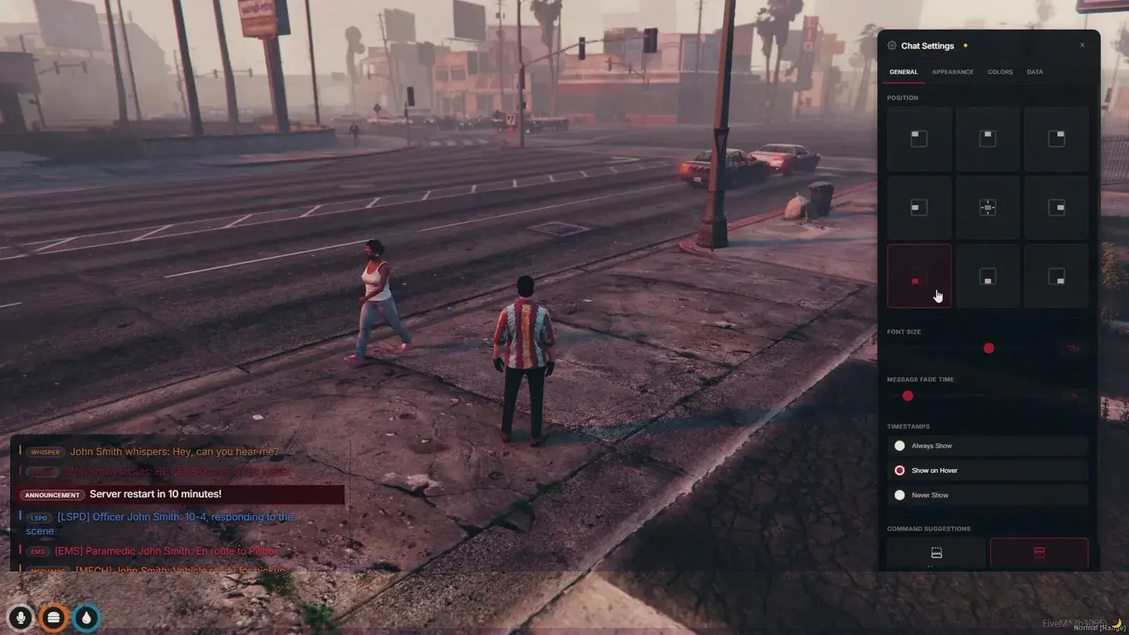 The same chat panel moved to the bottom-left corner after selecting a different cell on the position grid
