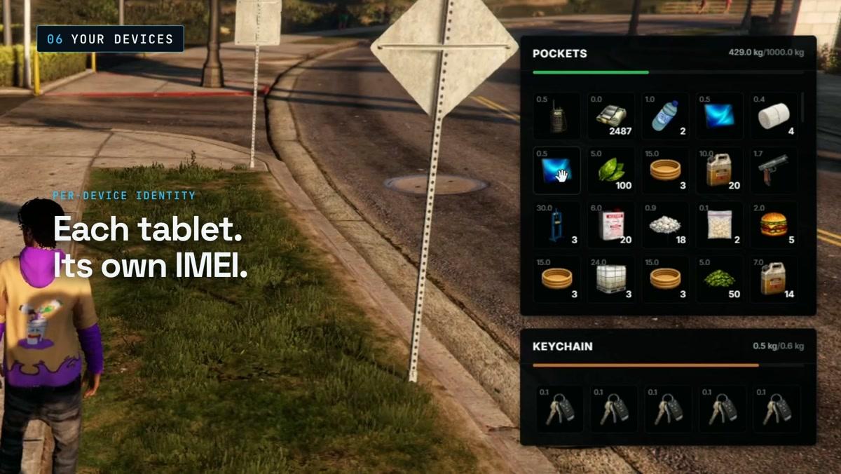 Tablet inventory item showing its individual IMEI metadata